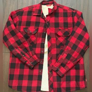 Izod Red and Black Plaid Men's Shirt